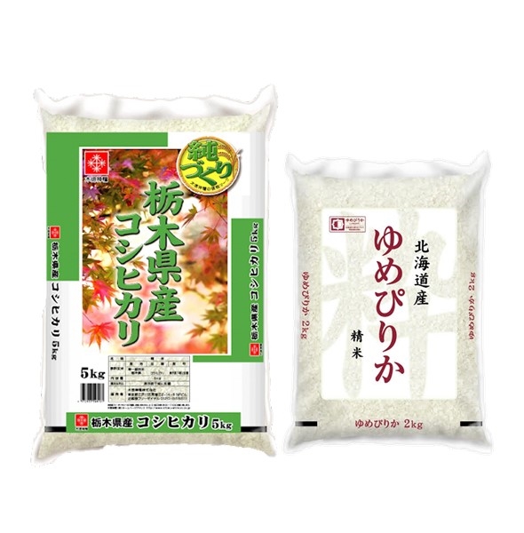 栃木県産コシヒカリ・北海道ゆめぴりか食べ比べセット（7ｋｇ）