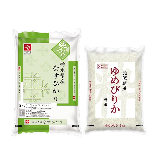  栃木県産なすひかり・北海道ゆめぴりか食べ比べセット（7ｋｇ）